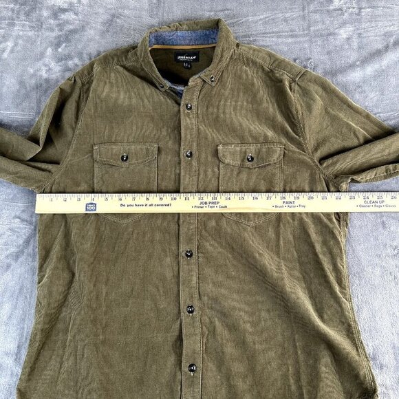 JEREMIAH Long Sleeve Button Down Corduroy Overshirt in Mossy Green MEN'S LARGE - Picture 4 of 9